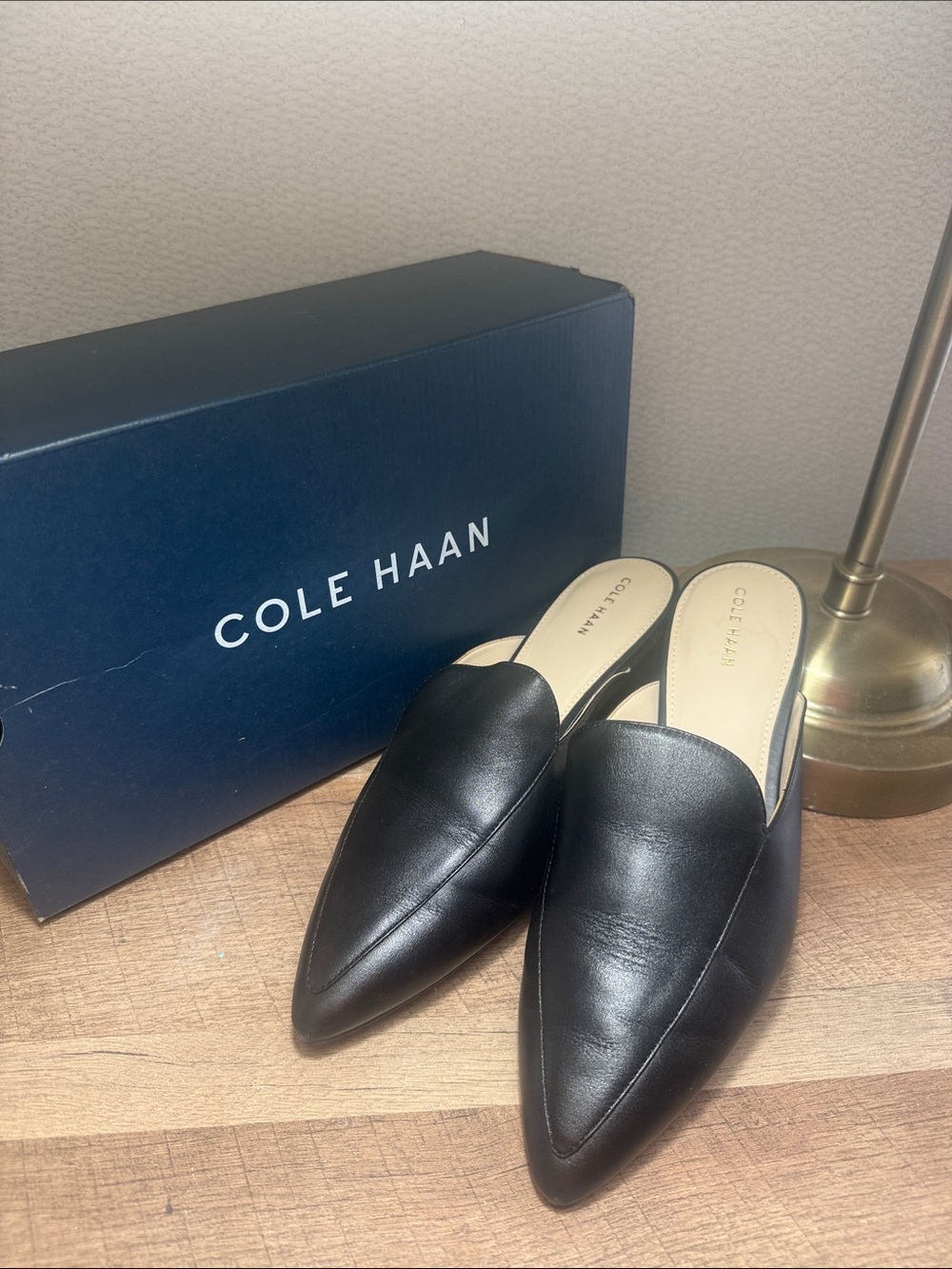 Cole Haan Piper Black Leather Mules